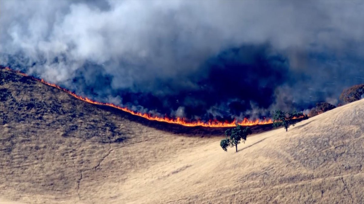 KPIXtv's tweet photo. UPDATE: @calfireSCU says the #Sweigert fire has now burned 50 acres. Keep up with the latest ➡️ https://t.co/xbZmLenz7E https://t.co/oZomvHqFiS