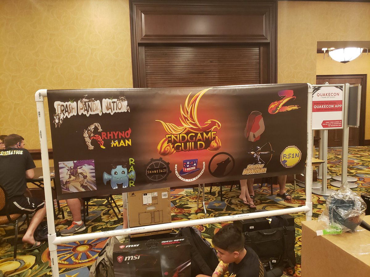 Rhyn0man's tweet photo. Got the banner put together @EndGameGuildgg has landed. #eggquakecon #quakecon https://t.co/EuMnedVzRg