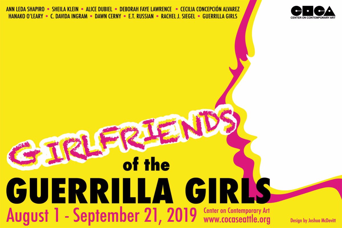 CoCASeattle's tweet photo. CoCA presents "Girlfriends of the Guerrilla Girls" on August 1 - https://t.co/oogbfCC8v5 https://t.co/WHhnJQjLXK