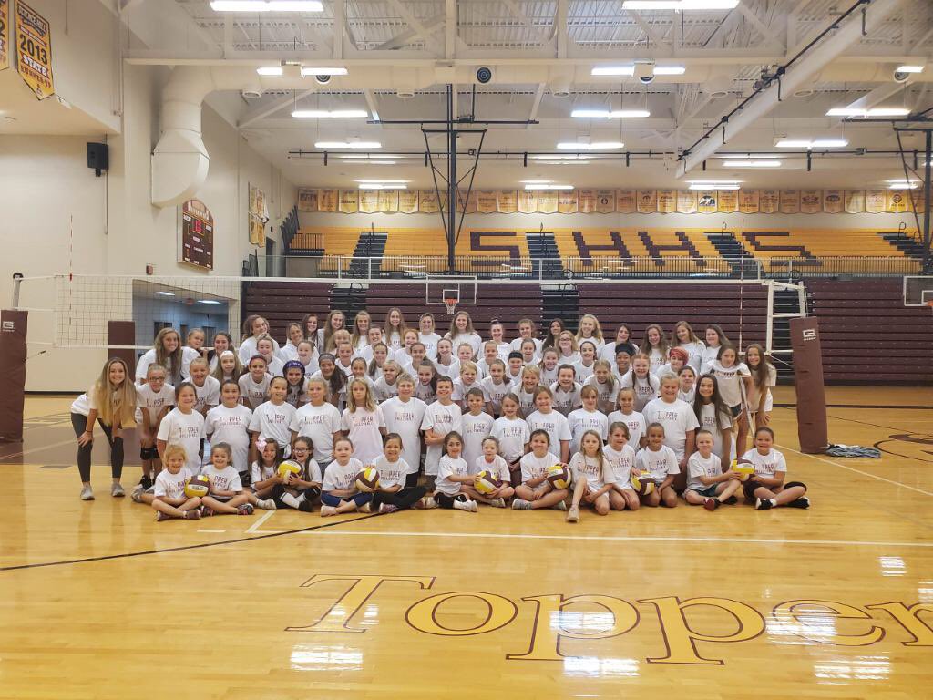 TOPPER_VB's tweet photo. We had a wonderful week of volleyball camp. It’s always the most fun week of the year, and we are so thankful for each & every camper. We hope to see everyone back this season. Go Toppers 🎩🏐 #tfl #futuretoppers #futurelooksbright #family https://t.co/eRml18KPxM