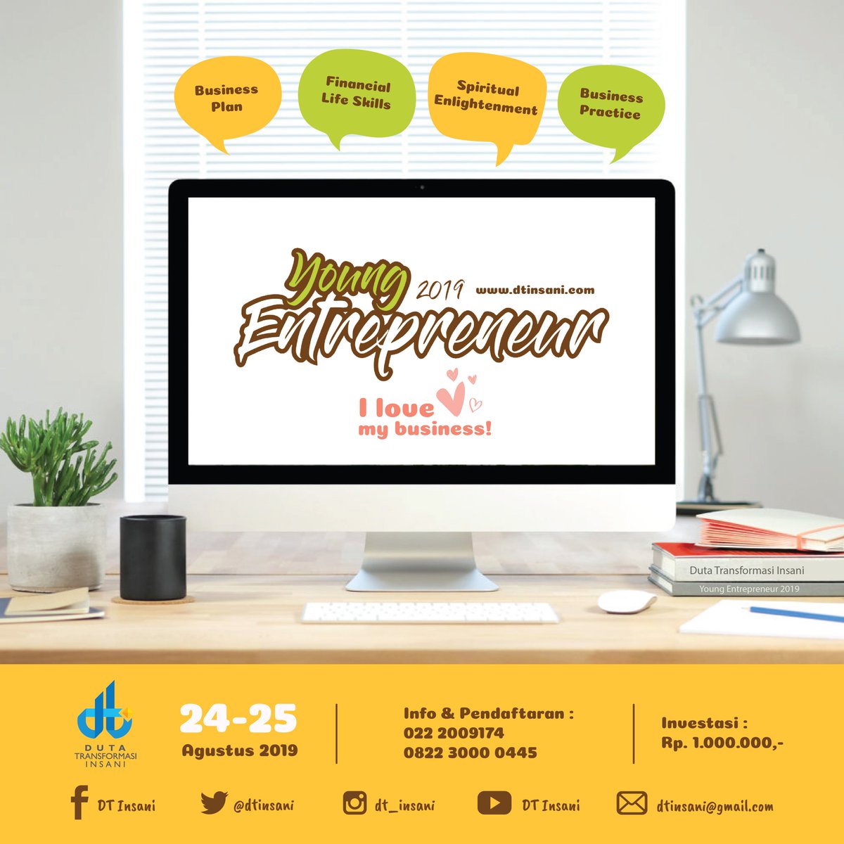 dtinsani's tweet photo. Nabi Muhammad Saw. bersabda : ”Berniagalah, karena sembilan dari sepuluh pintu rezeki itu ada dalan perniagaan.”

 I love my business! Tema pelatihan Young Entrepreneur kali ini, dimaksudkan untuk memotivasi kalum milenial memulai bisnis dengan segenap hati.
#youngentrepreneur https://t.co/Dj8kmeTYmJ