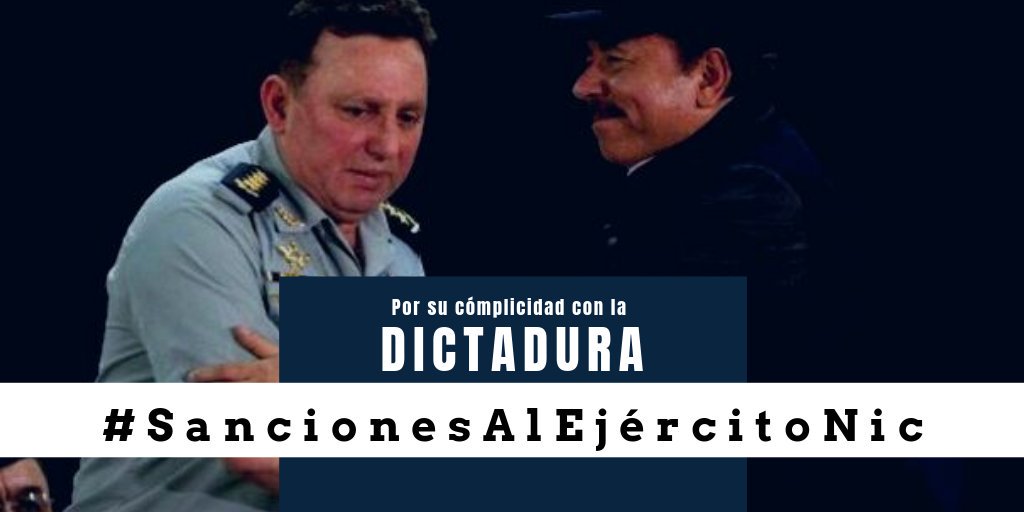 PresoPoliticoNi's tweet photo. ¿Porque exigimos #SancionesAlEjércitoNic?
- Por su complicidad con la Dictadura Ortega-Murillo.
- Por participar en la represión al pueblo de Nicaragua. 
- Por no cumplir con su deber de desarme a grupos paramilitares del orteguismo.
-Por incumplir la Constitución Política. https://t.co/7h6ezQCq7i