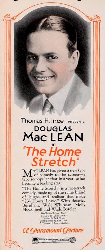silentfilmmusic's tweet photo. Douglas MacLean in “The Home Stretch”, released April 1924. Blackhawk Films sold it in 8mm and super8 from 1973-77. @LobsterFilms #silentfilm #thomasince #filmpreservation #blackhawkfilms https://t.co/w5RrlvsgQa