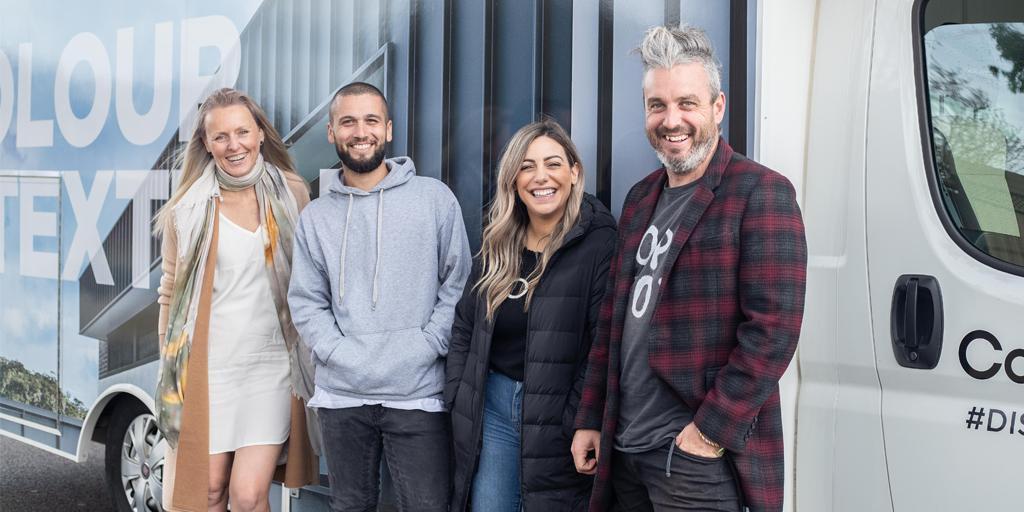 COLORBONDsteel's tweet photo. Episode 5 of #Nicksplace. BlueScope's Colour Consultant, Alison & #SGroup Director, Sam, help with choosing #COLORBONDsteel #BasaltMatt.
https://t.co/TtEpqLHdGu
#DiscoveryVan
#theHeightsAbove
#BecAndGeorge
#COLORBONDsteelMatt
#BasaltMatt
#PaidPartnership
#COLORBONDcreators https://t.co/VE9Z62NOqg