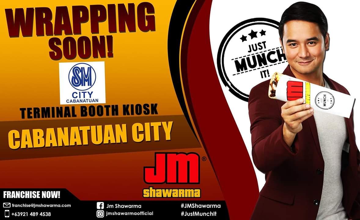 ShawarmaJm's tweet photo. WRAPPING SOON!
JM Shawarma will be wrapping soon at the Terminal Booth Kiosk of SM City Cabanatuan. See you there and taste the best of Mindanao. 
@1migueldeguzman
#JMShawarma #JustMunchIt #JMMyOneTrueLove #WrappingSoon #SMCityCabanatuan https://t.co/XiEIRMHUTt