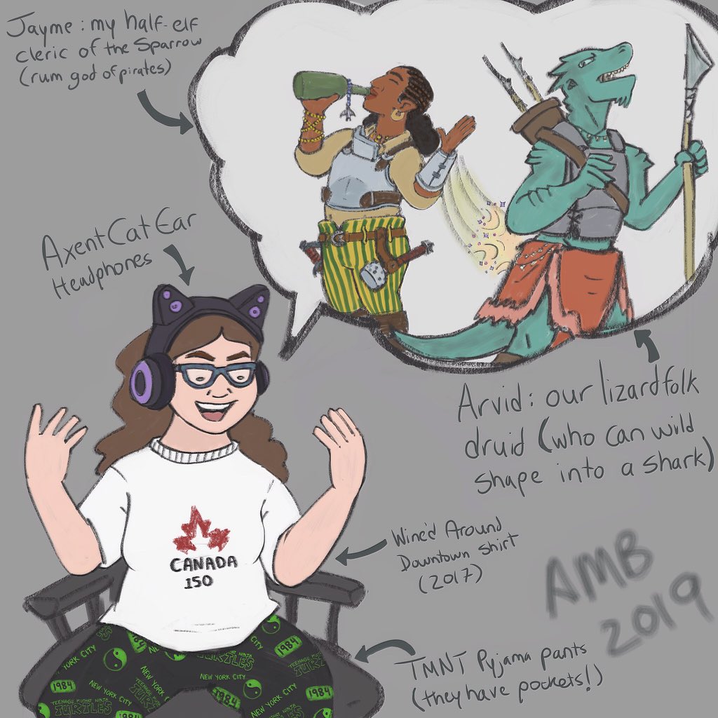 Manda_of_the_6's tweet photo. July #outfit #DailyDraw Day 12 - had a ball playing #dungeonsanddragons with my friends on Discord. Our treasure hunt turned into a mimic & efreeti encounter, but we got out in one piece!
#MandaDraws #digitalart #selfportrait #fantasy #poc #halfelf #cleric #lizardfolk #druid https://t.co/YlUNh7pK9g