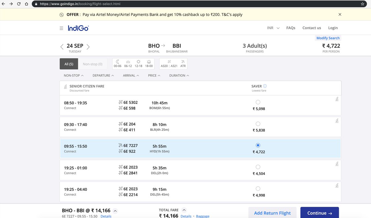 KumarDevaashish's tweet photo. @IndiGo6E Your Website sucks. You definitely need a full redesign and more user centric design. I select a price on search result page and when i move to the next page to enter passenger details price changes, really? https://t.co/R65LvqbjA1