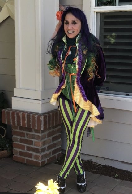 LadyLurid's tweet photo. He has an affinity for The Joker 💜🧡💚 I made this for his birthday 🎁 Jokerita 🃏💃🏻@DCComics #Jokerita #TheJoker #dccomics #cosplay #cosplaygirl #Irmart #DerivedDesigns #Villainous #Gotham https://t.co/02GJ4nMdy0