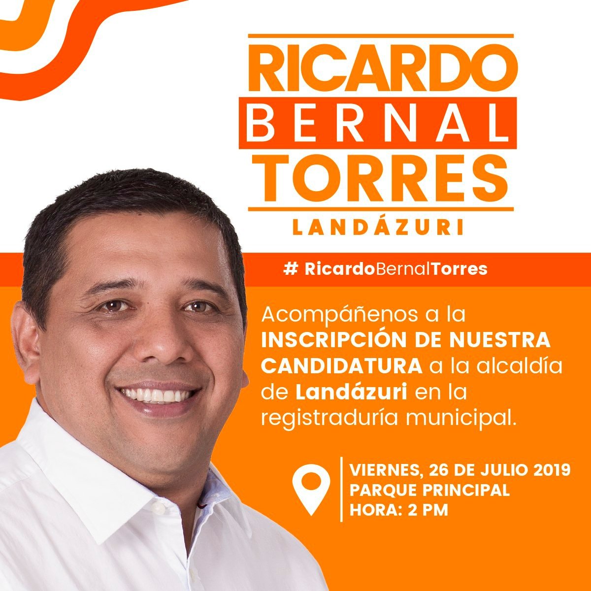 RicardoBernalT's tweet photo. Este 26 de julio estaremos inscribiendo nuestro Programa de gobierno que contiene las ideas para seguir avanzando en el desarrollo de nuestro municipio. Es mi compromiso, es mi pasión y es mi deber ciudadano dar todo lo moral, legal y humanamente posible por servir a Landázuri. https://t.co/iTCsZl2u14