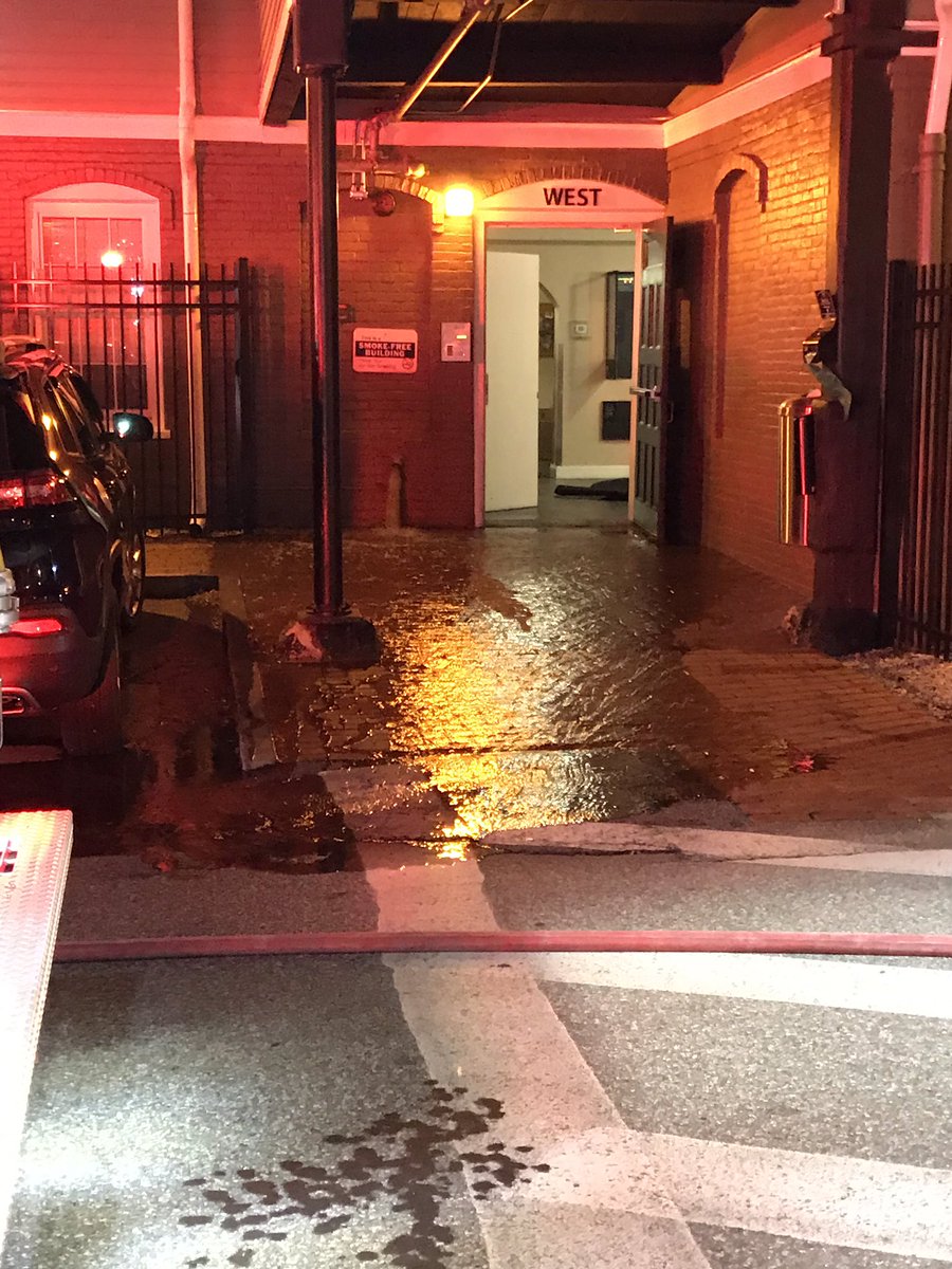 MassFirePics's tweet photo. ACW Whitman Ma. 7 Marble Street. Apt fire knocked down by sprinklers, (1) line run. 
Former mill building converted to residential apartments and commercial space, 4 stories, brick and wood, big by bigger. Several occupants displaced for the night, Red Cross requested to assist. https://t.co/spDRHCY6jS