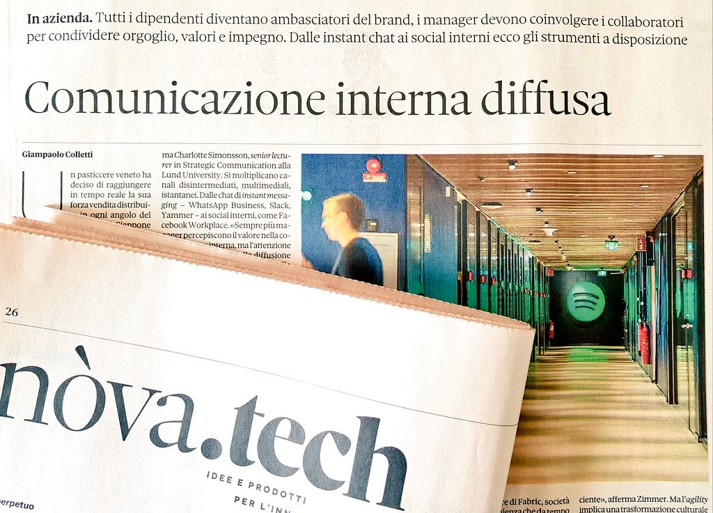 gpcolletti's tweet photo. Digitale, inclusiva, protesa tra online e offline. Sul @sole24ore nelle pagine #Nòva racconto la comunicazione interna che ridisegna processi, organigrammi, business. WhatsApp, Slack, Yammer, Workplace: una comunicazione diffusa nella quale tutti diventano comunicatori #25luglio https://t.co/5p0lSYUhyG