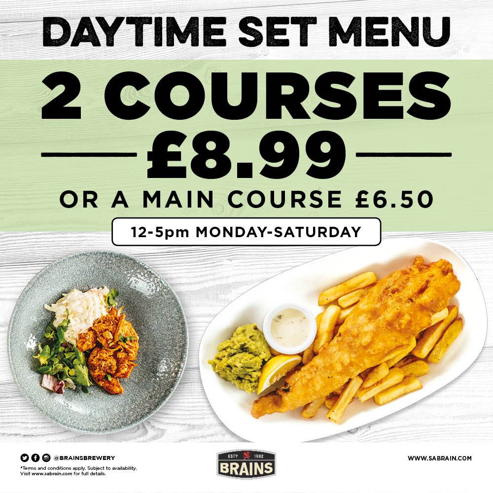 OldPostPub's tweet photo. Daytime set menu...treat yourself, to two courses only £8.99
#cheapaschips #brainspub https://t.co/TN5lmhvohj