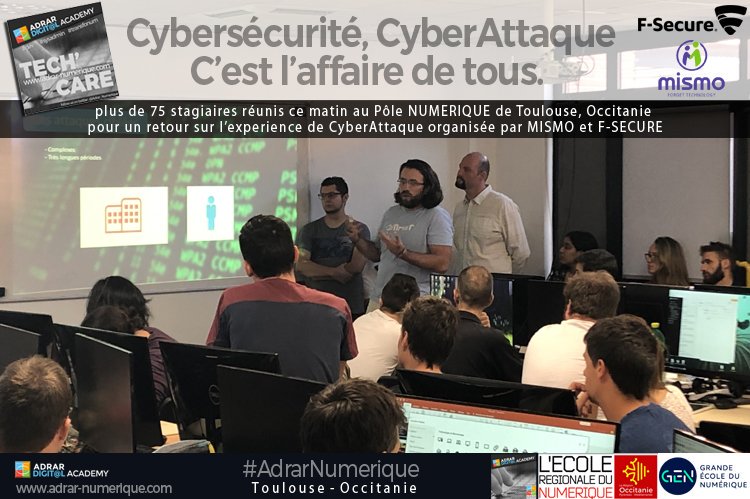 Adrar_Numerique's tweet photo. 👉🏼La #cybersécurité c'est l'affaire de tous 😅
Merci à @Mismocommunity pr cette experience de #cyberattaque début Juillet. La team #AdrarNumerique &amp; le pôle #numerique s'est mobilisé pr la partager ensuite au plus gd nombre : > 75 pers. ds une salle ! #Cybersecurity #cyberattack https://t.co/UyiuXb1KLk
