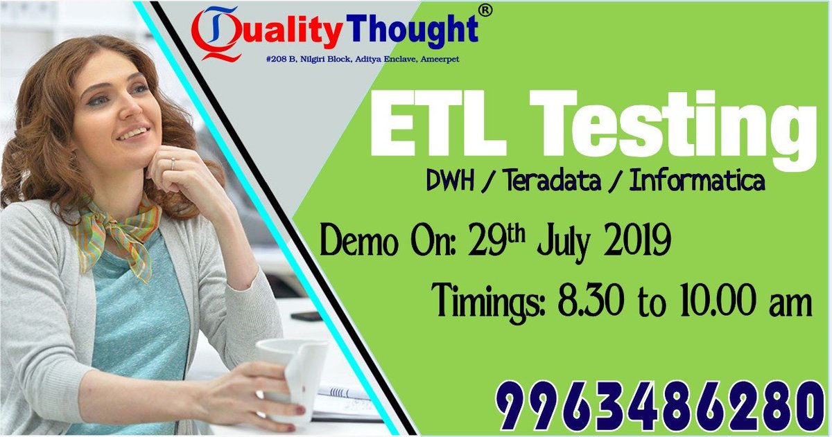 QTTWorld's tweet image. Attend ETL Teting Demo on 29th July 8:30 AM by Real-Time Expert - Quality Thhought
Interested Candidates Can Register: bit.ly/2VO2qCX
Course Content:qualitythought.in/etl-testing-tr…
#ETLtesting #etltestingtraining #etltestingonlinetraining