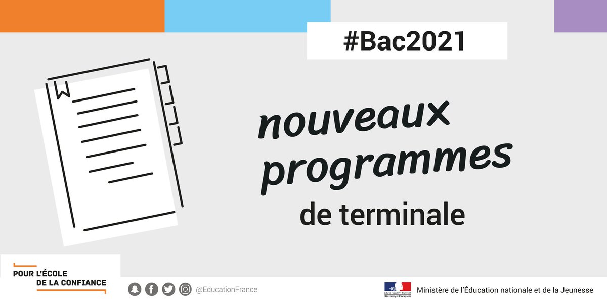 Dans le cadre de la transformation du lycée général et technologique, les programmes d'enseignements ont été revus #Bac2021
➡️ Découvrez les nouveaux programmes de terminale publiés au BO spécial du 25/07 po.st/BOspecial2507