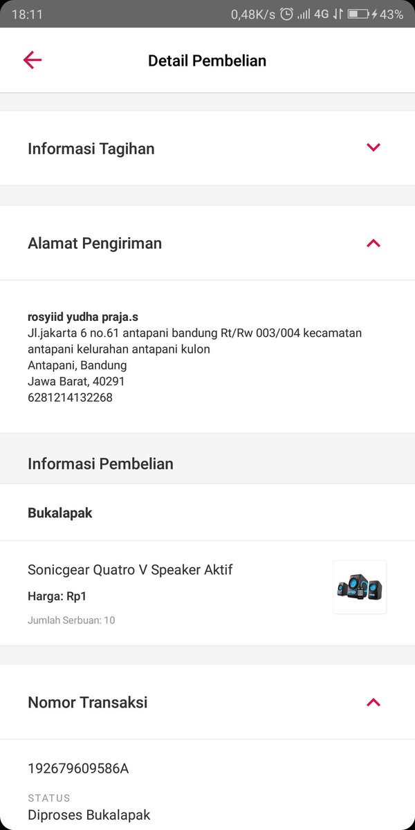 YudhaAdhuyP84's tweet photo. min @BukaBantuan tolong dicek lg,ini udh sampe pengirimannya,katanya 14hr kerja? udh lebih loh ini #serbuseru #bukalapak https://t.co/Y9P0VSrntn