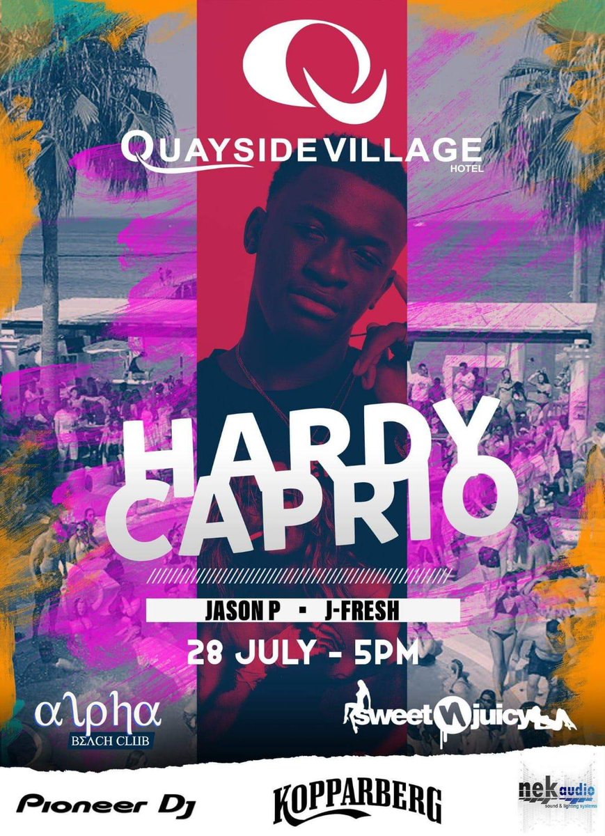 QuaysideVillageKavos (@quaysidevillage) on Twitter photo Don't forget, this Sunday 28th of July <a href="/HardyCaprio/">Hardy Caprio</a> is live at Quayside Village! Starts at 5PM. Get your tickets here: tiny.cc/HardyCaprio Don't forget, this Sunday 28th of July <a href="/HardyCaprio/">Hardy Caprio</a> is live at Quayside Village! Starts at 5PM. Get your tickets here: tiny.cc/HardyCaprio