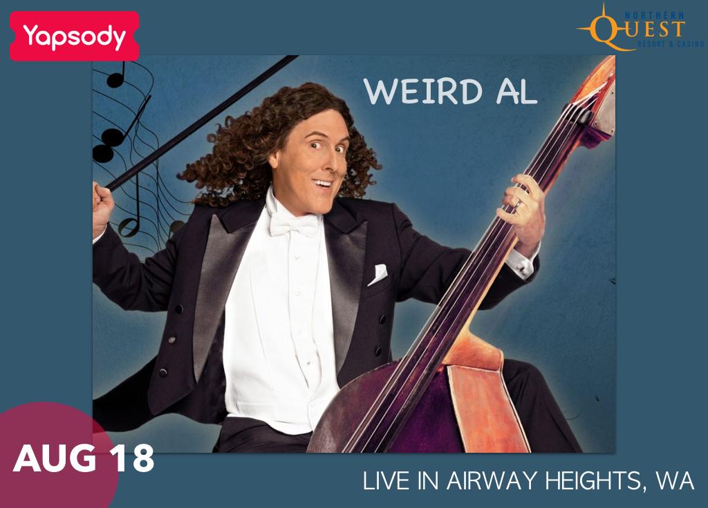 Yapsody's tweet photo. Get ready for a night of musical mayhem as @alyankovic parodies today’s top hits at @NorthernQuest this August! Get tickets: https://t.co/6k2hPFpAJc
#weirdal #northernquest #parody #spokane #live #events #weirdalyankovic #funny #comedy #comedyevents #washington #Yapsody https://t.co/el6EPh1u0Q