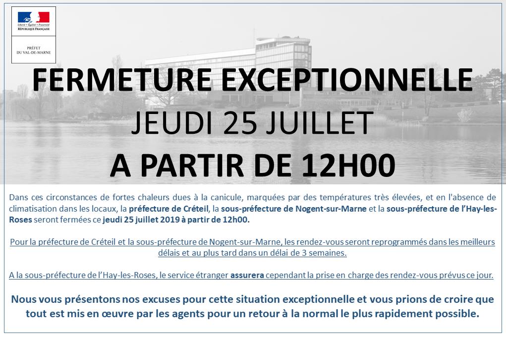 Prefet Du Val De Marne On Twitter â¹ Fermeture Exceptionnelle De La Prefecture Et Des Sous Prefectures Ce Jeudi 25 Juillet A Partir De 12h00 â¹ Plus D Infos Sur Https T Co Wixkekoaqs Https T Co Scjrhxaq2t