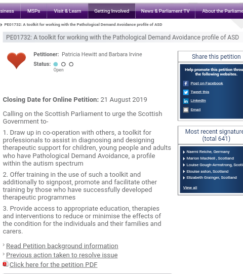 PDASociety's tweet image. Please consider signing and sharing this petition calling for a toolkit for working with the Pathological Demand Avoidance profile of ASD 
parliament.scot/GettingInvolve…

Signatures &amp;amp; comments from people all around the world are welcome.

Thank you 🐼

#PDA #PathologicalDemandAvoidance