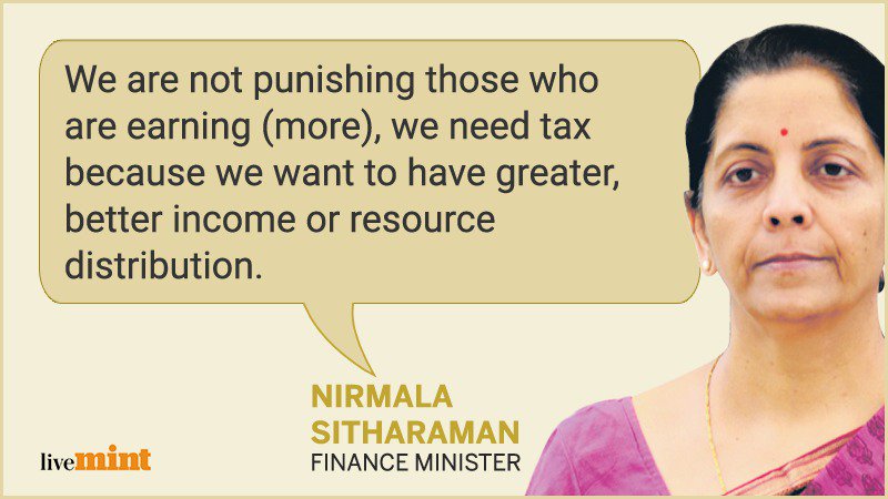 livemint's tweet photo. Here's what Finance Minister Nirmala Sitharaman (@nsitharaman) said while explaining the rationale for higher taxes being imposed on individuals who earn more
Read: https://t.co/2bxefaRoVd https://t.co/ltwQIfJhFU