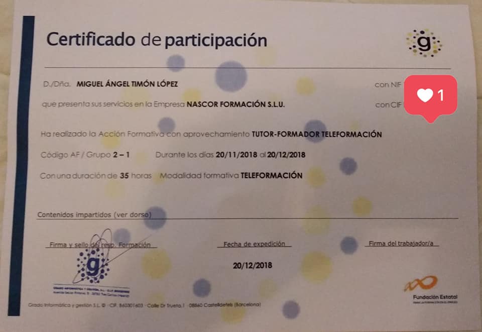 mikitimon's tweet photo. Repaso mi experiencia como usuario de formación profesional para el empleo en @Nascorformacion @Global_OCA antes de #Agosto2019.
Mis dos últimos cursos presencial y online sobre #MarketingDigital y Tutorización de Formación OnLine 
#OCAGLOBAL Seguimos!!
@karinaCastroWeb https://t.co/4LwJXd0d94