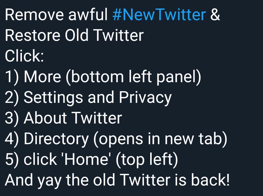 MzKAT64's tweet image. Hate #NewTwitter, LOVE #ClassicTwitter! 
You might have to do this every time you change screens/ get on Twitter, but after a while it gets easy (well, to me it is easy because looking at shitty new view SUCKS!!)