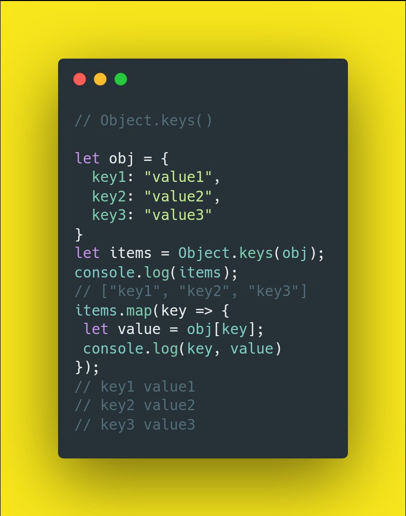 iambolajiayo's tweet image. 5 techniques for iterating through JavaScript objects and getting keys + values.

🔸For…in Loop
🔸Object.keys()
🔸Object.values()
🔸Object.getOwnPropertyNames()
🔸Object.entries()

🎤 Open question: which is better and why?

#HashnodeCommunity
#100DaysOfCode 
#150daysofalc