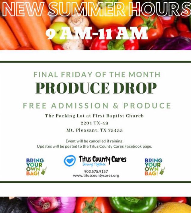 FBCMPYouth's tweet photo. Our Youth are helping TCC with their Food Drop and Distribution this Friday morning! Be at our church at 8am to help set up. We will be finished before NOON, and then I’ll take you to lunch - my treat! https://t.co/GFprBo0nPm