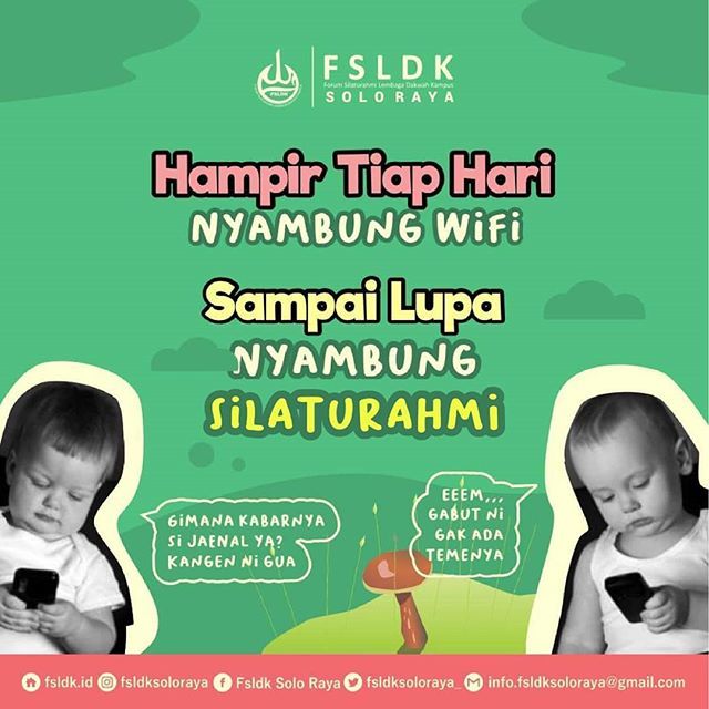 online tiap hari emang seru, tapi bukankah kita dulu sering bertemu?

Alih alih mempermudah jalinan silaturahmi, sambungan wifi memberikan jarak walaupun kita dekat😔. .
.
.
Dari Abdullah bin Amr bahwa Rasulullah shallallahu 'alaihi wa sallam bersabda… ift.tt/2MbRAW7