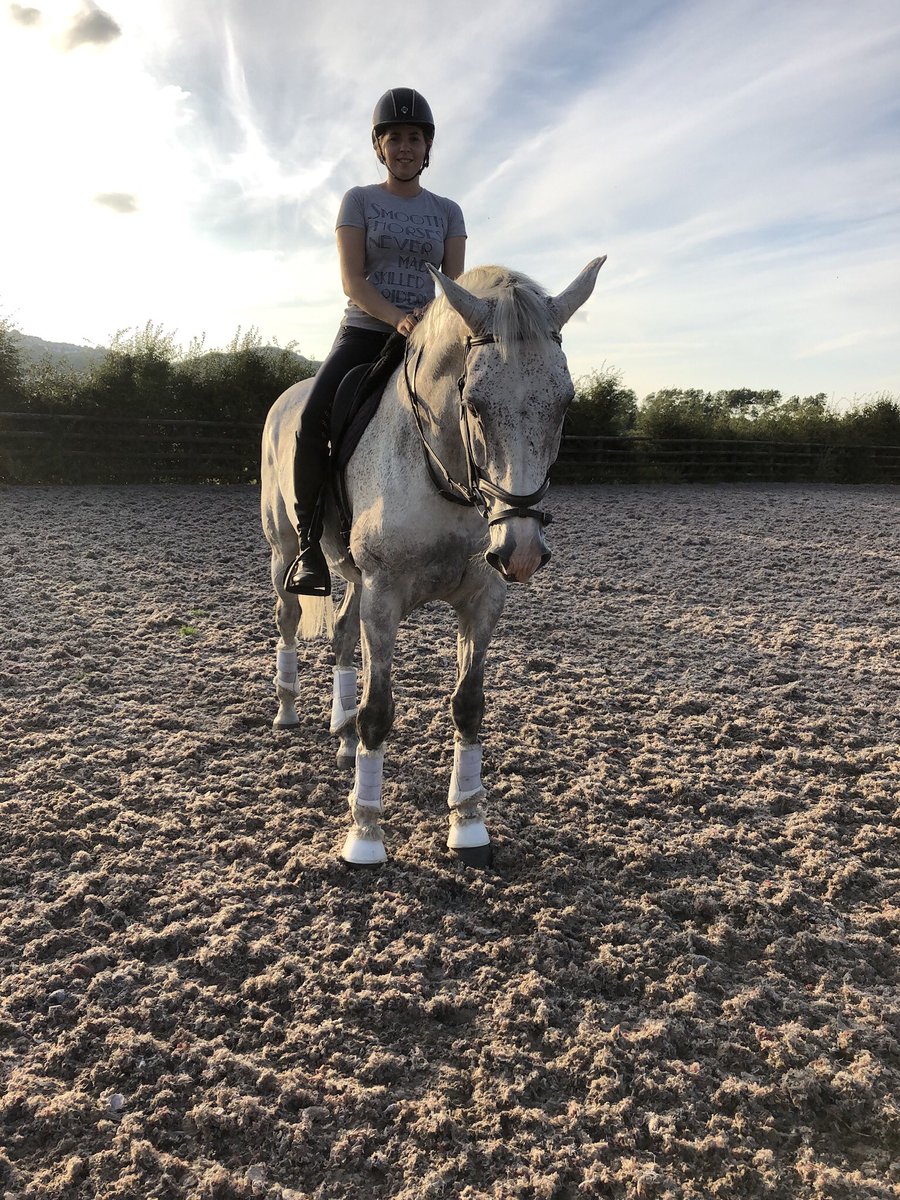 Introducing the newest member of the team, Stevie 😍 12 months out of work and he was such a good boy. Looking forward to building up a partnership and getting out competing 🥰 (Here I’m wearing my @houseofmontar breeches and t-shirt, available from @equissimo) #DressageHour