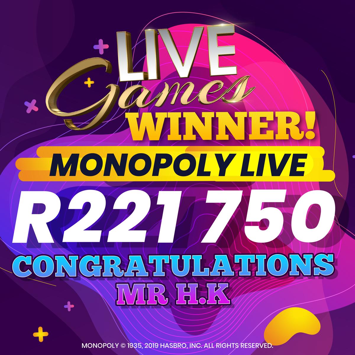 Lotto_Star's tweet image. Here's an early #ThursdayMotivation for you! We would like to #congratulate our #MONOPOLYLive #game #winner, Mr H.K. Please enjoy your R221 750 #winnings! You could be next, visit lottostar.co.za today &amp;amp; happy #betting!