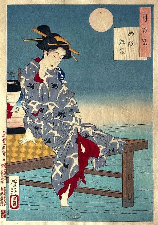 EstherHawdon's tweet photo. "I forgot
where to put myself --
the heat"   Chiyo-ni
(image: Tsukioka Yoshitoshi) https://t.co/wCKmenK9wW