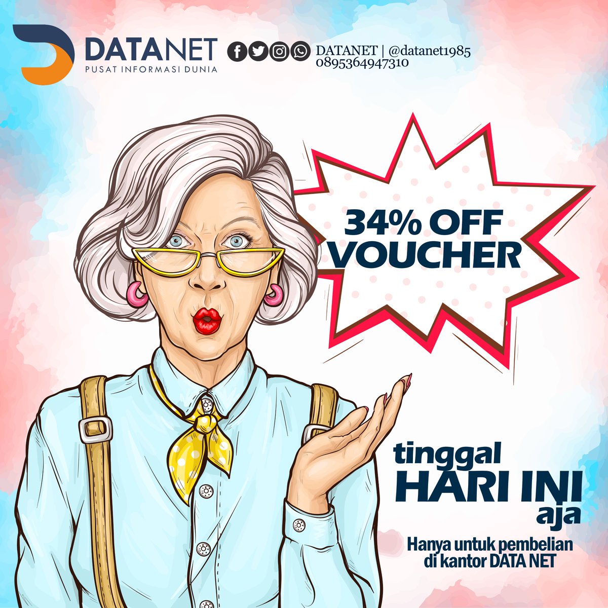 datanet1985's tweet image. yukk !!! tinggal hari ini aja nih !!! big sale voucher Data Net hotspot... mumpung masih belum keburu jam 16.00 nih ! yuk ke kantor datanet..
#datanethome
#datanethotspot
#datanetkece
#datanet
#network
#ngalahnesia