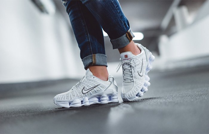 nike shox white on feet