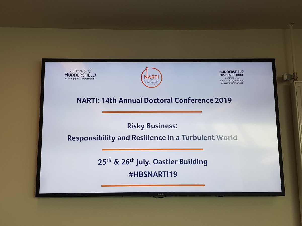 NARTINetwork's tweet photo. Sunny start to the NARTI 14th Annual Doctoral Conference @HuddersfieldUni #conf2019 https://t.co/n4HcHcqCfj