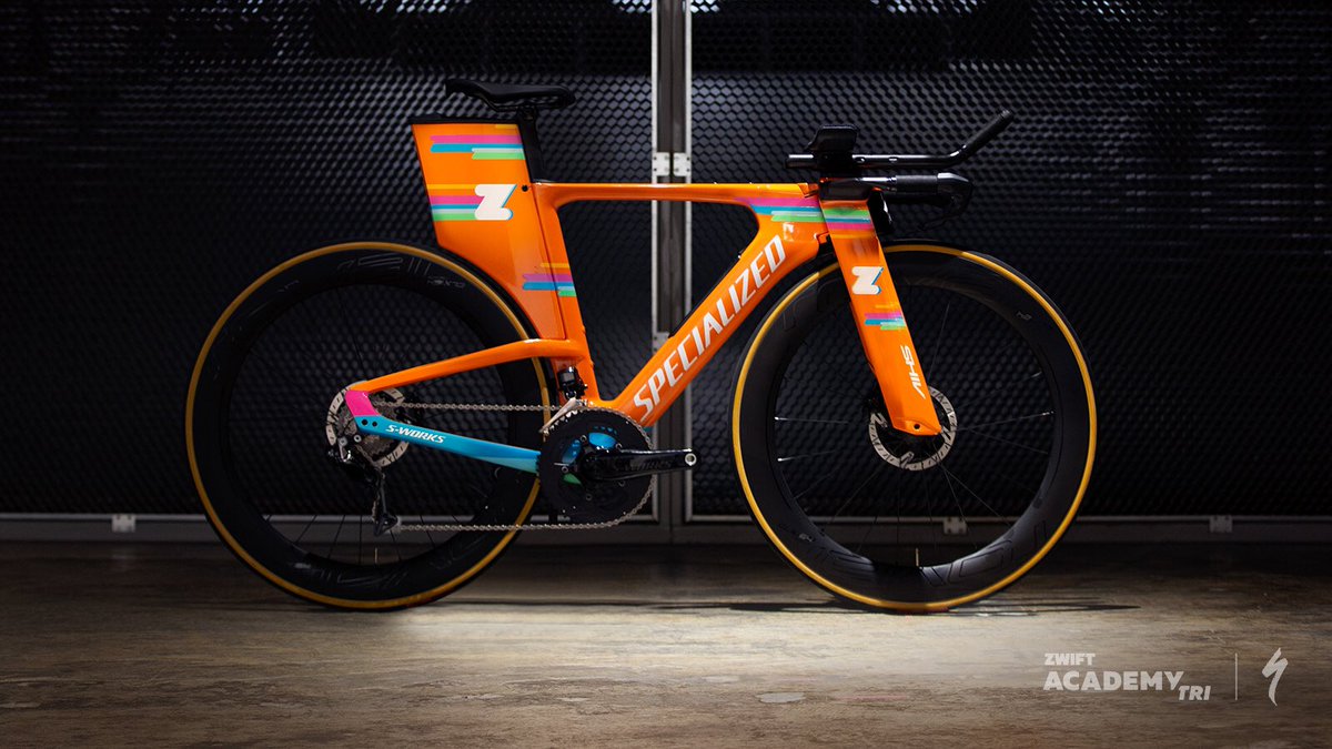 GoZwiftTri's tweet photo. Why hello there! 👀❤️ Check out the first glimpse of the 2019 @iamspecialized #ZwiftAcademyTri Team bike. https://t.co/jmBaCqRqVc