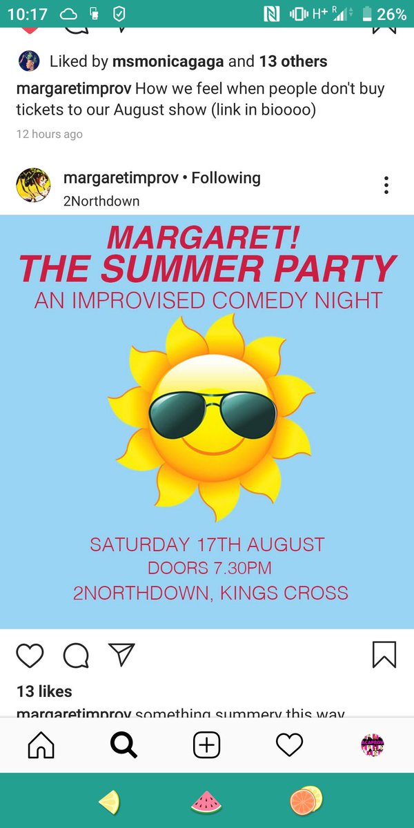 We are away for August... But go watch <a href="/MargaretImprov/">Margaret!</a> August 17th tickettext.co.uk/margaret/marga… it's not a musical, it's not a capella, but it's bloody good improv! #LondonSummer