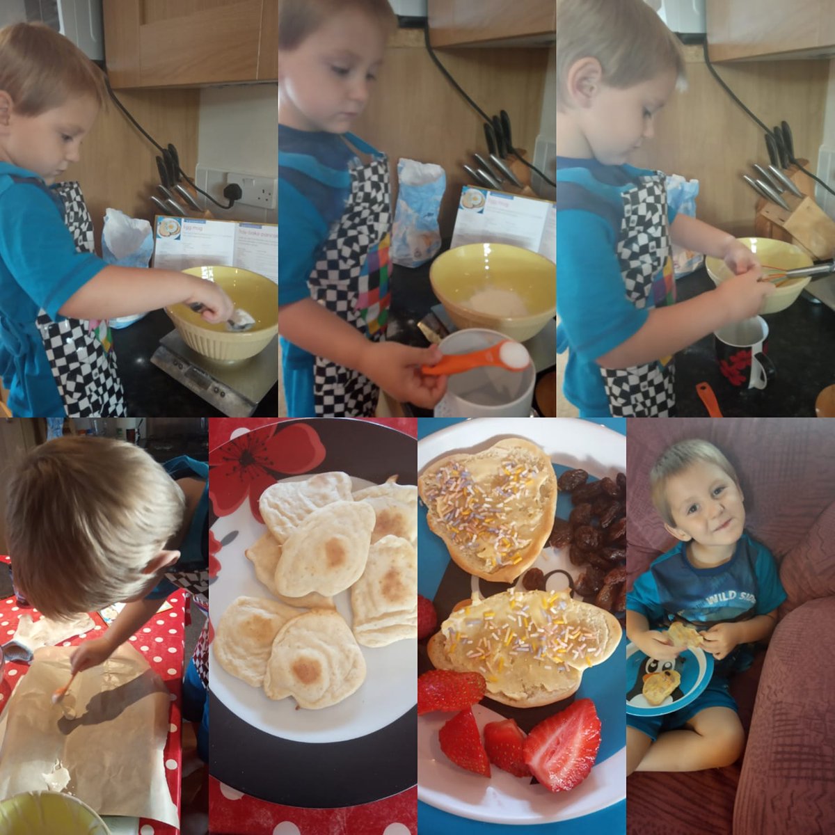 Tray-bake pancake fun :) #cookingwithkids #ticklefingerskidscookbook