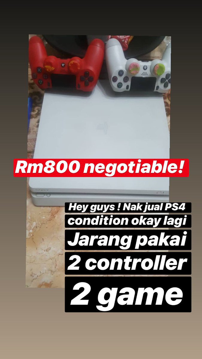 zulfadhlinasir1's tweet photo. URGENT!!! 
Nak jual PS4 sebab nak pakai duit 
#ps4forsale #ps4 #ps4untukdijual https://t.co/z7V91g0wtk