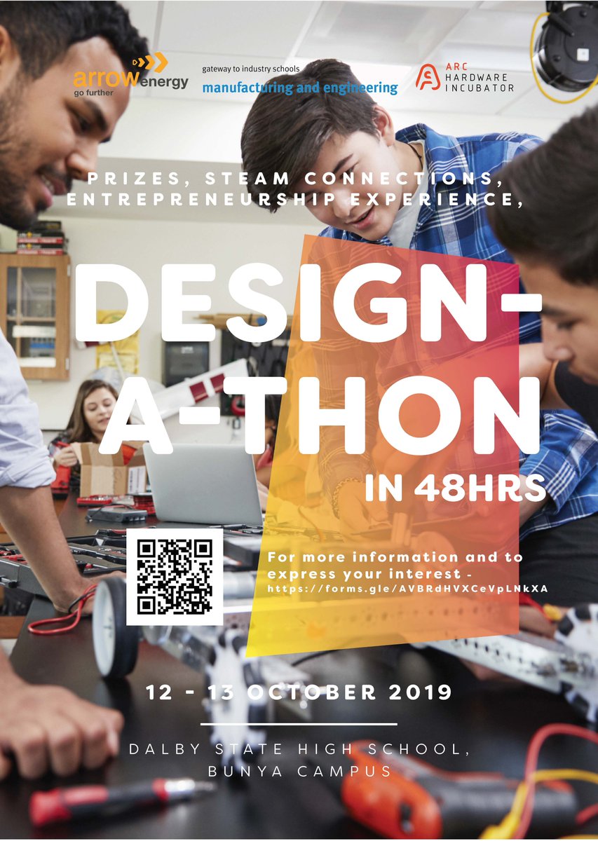 EOI OPEN! Arc has partnered with the Gatway to Industry Schools Program - #Manufacturing &amp; #Engineering , Arrow Energy and Dalby State High School to run a #Youth #Hardware #Designathon for year 10, 11 and 12 #students in the Surat Basin.

Register NOW! - arc.space/programs