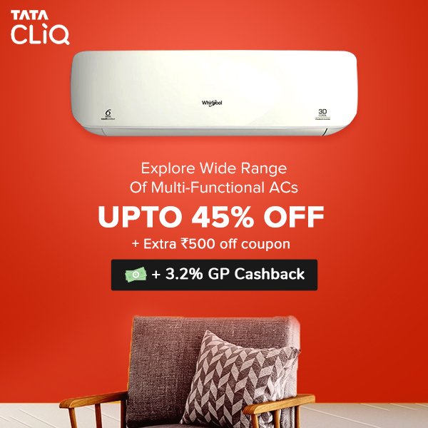 GoPaisaCom's tweet photo. TataCliq AC Sale - Upto 45% Off on Top Brands AC + Extra Rs.500 OFF Coupon + 10% HDFC OFF

Grab the Deal - https://t.co/YUd5WcVezR

#GoPaisaOffers #GoPaisaDeals #GPOffers #GPDeals #TataCliqACSale #TataCliqOffers https://t.co/6u6TVrmaxs