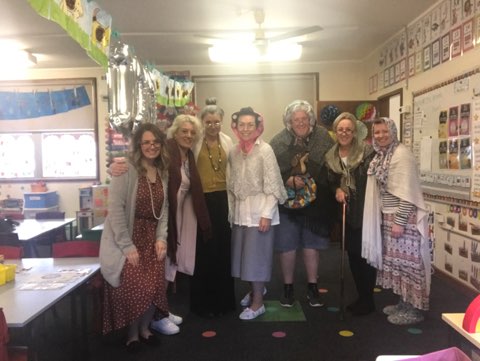 Kindergarten teachers having fun on 100 days of Kinder at Bradbury Public School. <a href="/GlenPPatterson/">Dr Glen Patterson</a>  <a href="/MichelleCLester/">Michelle Lester</a>