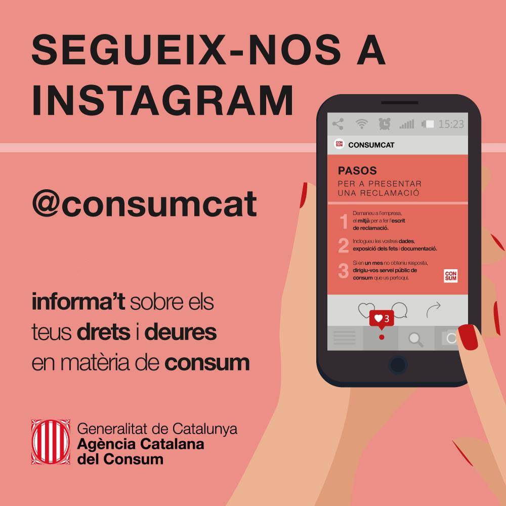 consumcat's tweet photo. #Bondia! Coneixeu el nostre compte a #Instagram? 🤳 👉 https://t.co/t4Dq1Qd64s https://t.co/p7R1hJhVm9