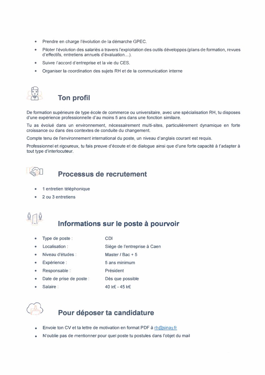 SinayCommunity's tweet photo. SINAY recrute un(e) Responsable Ressources Humaines !

Basé à Caen, rejoignez une PME innovante spécialisée en acquisition de données marines et dans les technologies numériques appliquées aux industries maritimes.

Toutes nos offres ici : https://t.co/OPvqyMhnWg

#RH https://t.co/FrIZsmXSGr