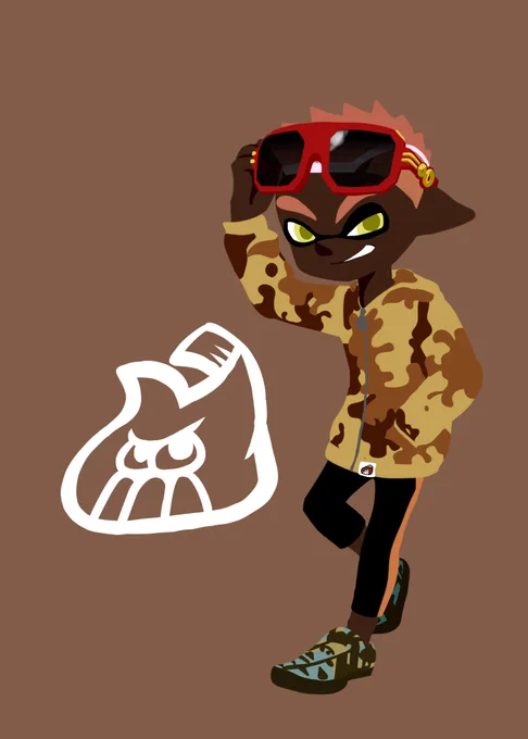 ホッコリーイカくん柄柄すぎたかな?カモフラ柄描くの楽しかったです 