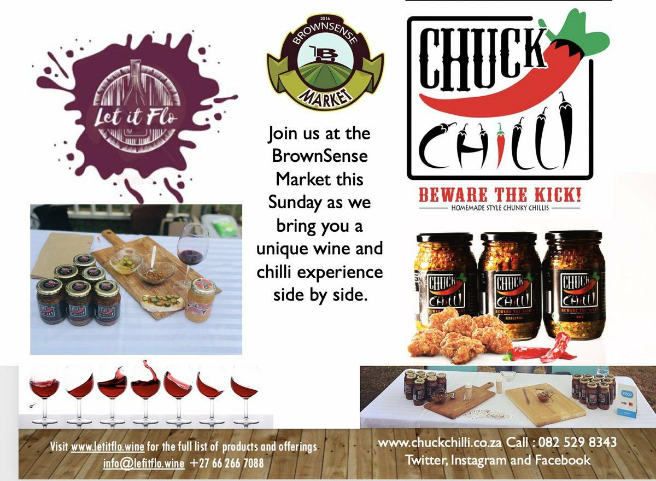 brownsense's tweet photo. The tastiest homemade chillies in Mzansi. Made from fresh chillies with a secret recipe.
The best complement to any meal comes from @chuckchilli on 28 July 2019 from 11am to 5pm at @BrownSense Market.
#CirculateTheRand #GrowSouthAfrica https://t.co/qAWInPlQyi