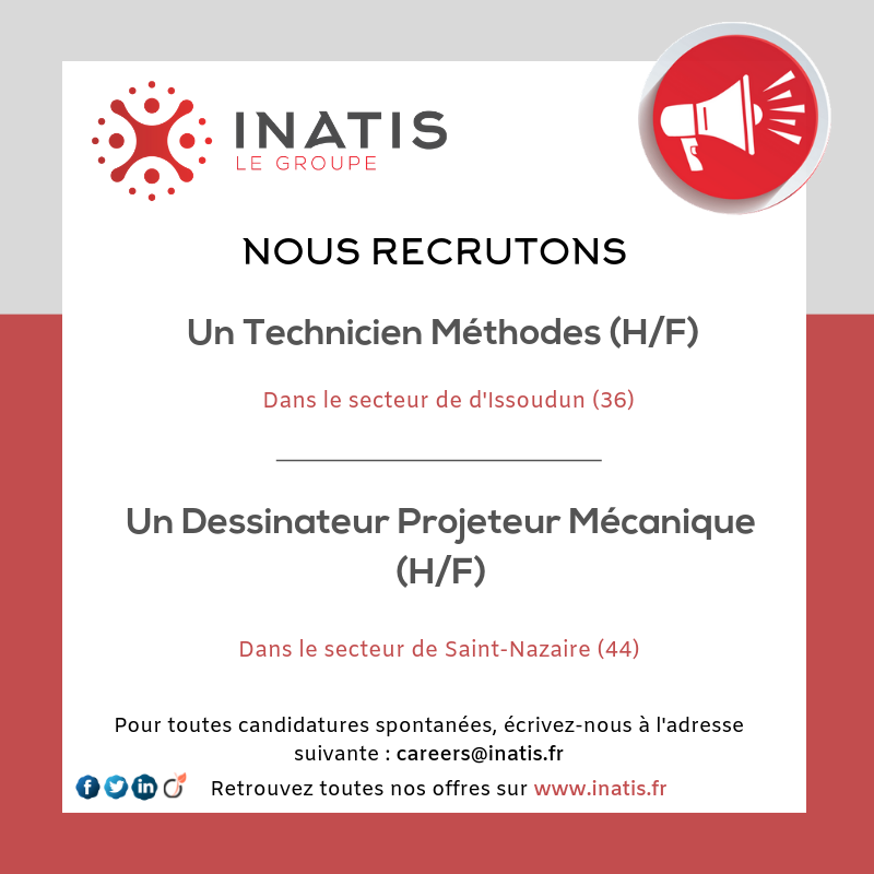 #InatisRecrute 📢

Nous sommes à la recherche de talents afin d'intervenir sur les différentes phases des projets de nos clients.

👉 Découvrez toutes nos offres et opportunités de carrières sur inatis.fr dans la rubrique Carrières.