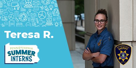 PACareerLinkLV's tweet image. “This internship @NorthamptonExec has been a good learning experience for me. I’ve gotten to sit in on the courtroom and listen in on trials, so I’ve learned a lot first through this experience.” #PASummerInterns