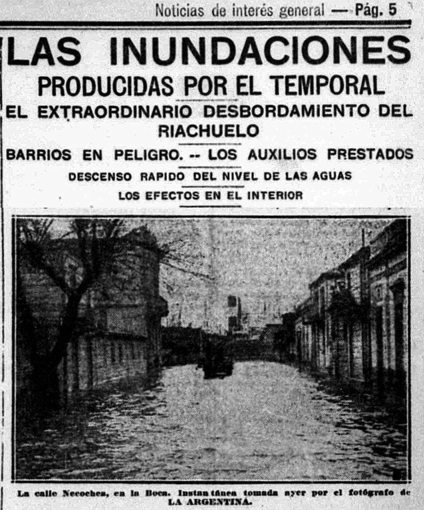En: diario La Argentina 20 ago 1914, Temporal de Santa Rosa, desbordamiento del riachuelo, 15 cm de agua, calles anegadas como Patricios, Rocha y Pedro de Mendoza. #inundaciones #laboca <a href="/bacomuna4/">Comuna 4</a> @bacomuna4ok
